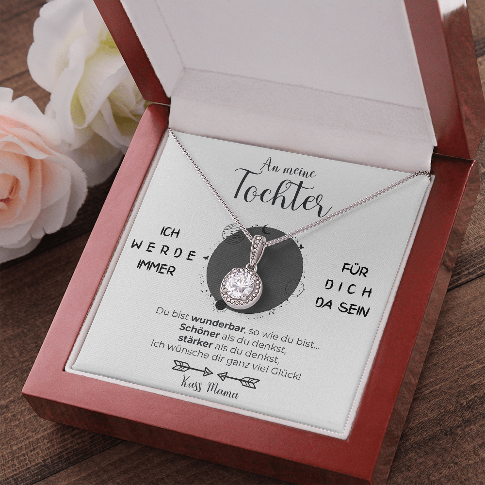 14k Weißgold Ausführung Kreis Halskette - An meine Tochter