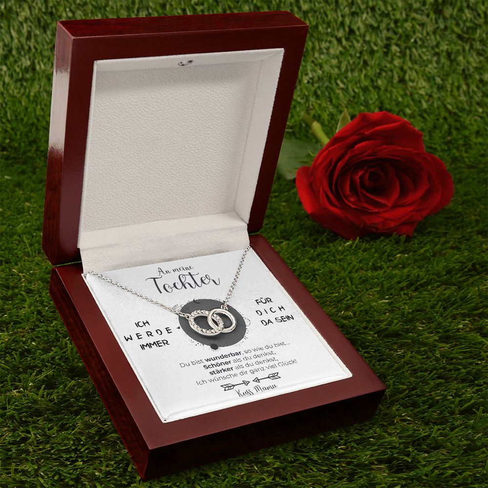 14k Weißgold Ausführung Ring Halskette - An meine Tochter