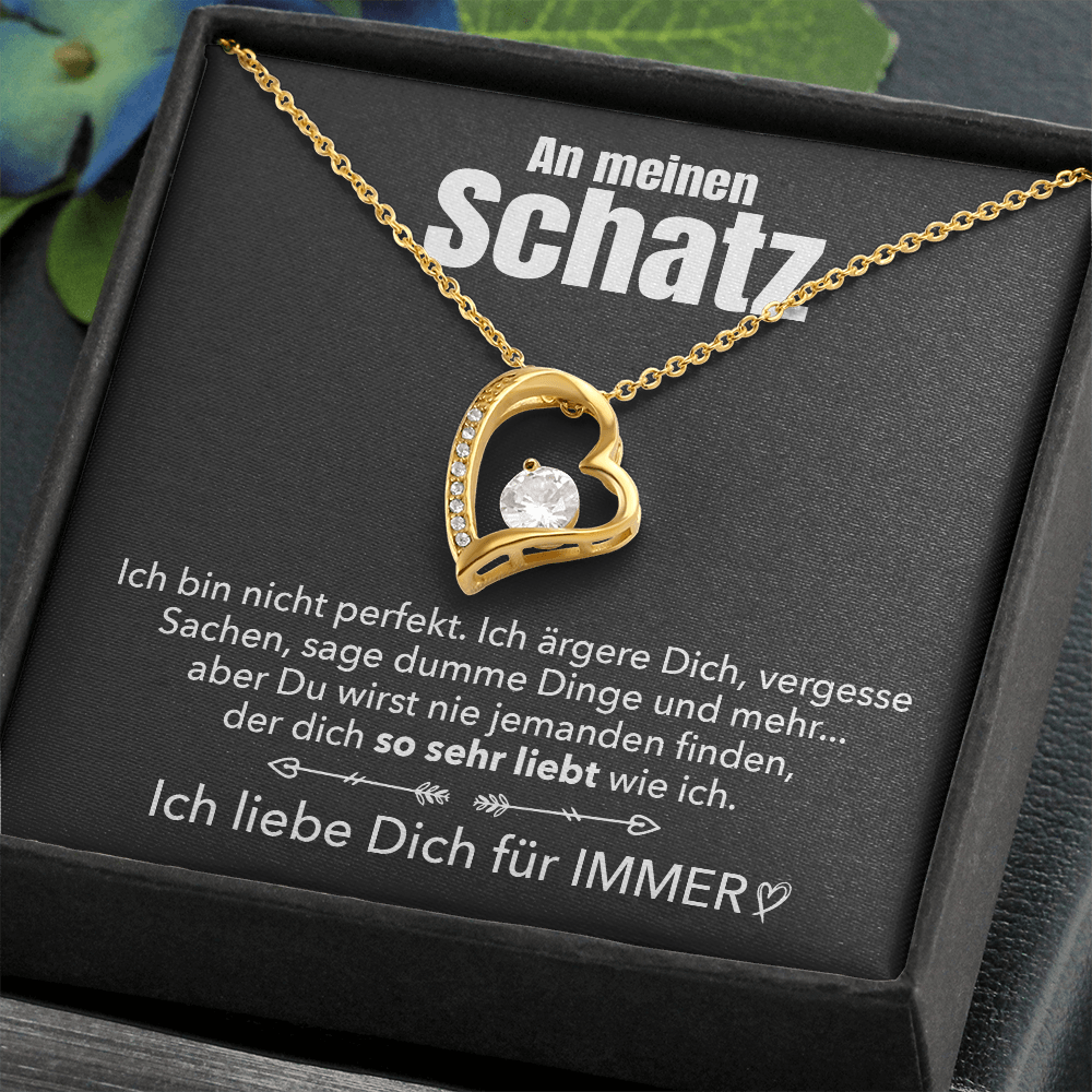 14k Weißgold Ausführung Herz Halskette - An meinen Schatz - Elegant