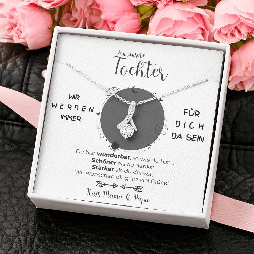 Weißgold Ausführung Kette - An unsere Tochter von Mama & Papa
