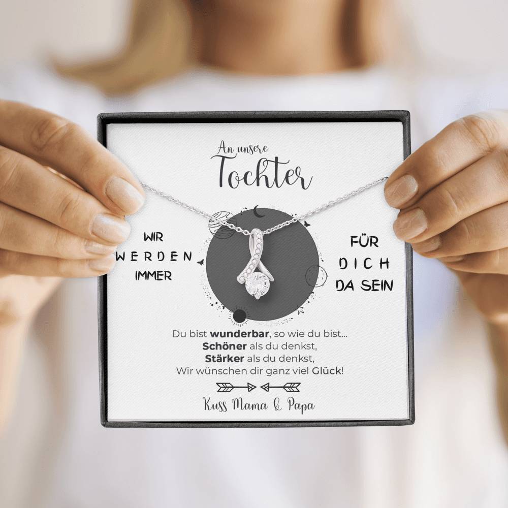 Weißgold Ausführung Kette - An unsere Tochter von Mama & Papa