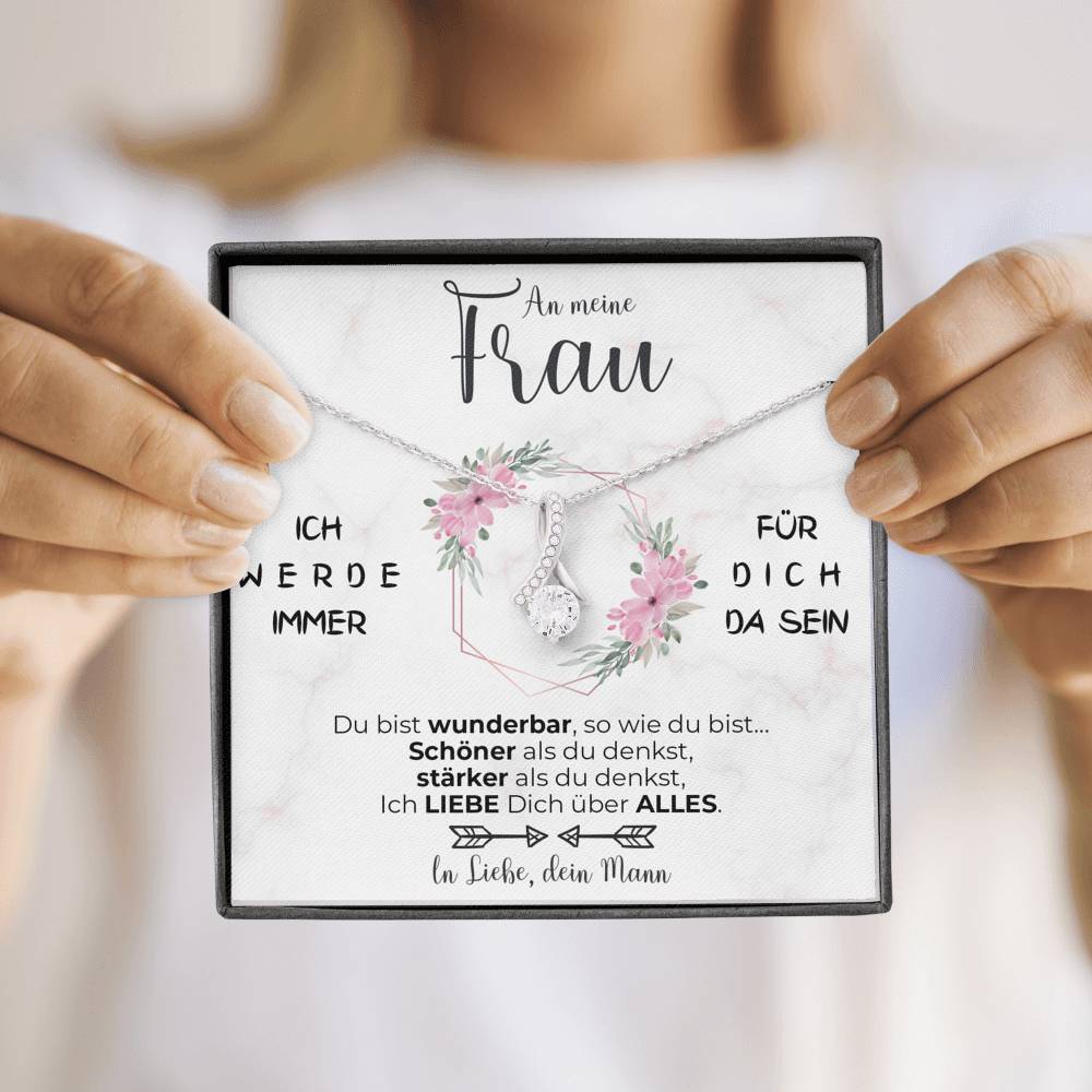 Weißgold Ausführung Halskette - An meine Frau - Rosen