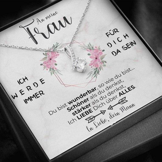 Weißgold Ausführung Halskette - An meine Frau - Rosen
