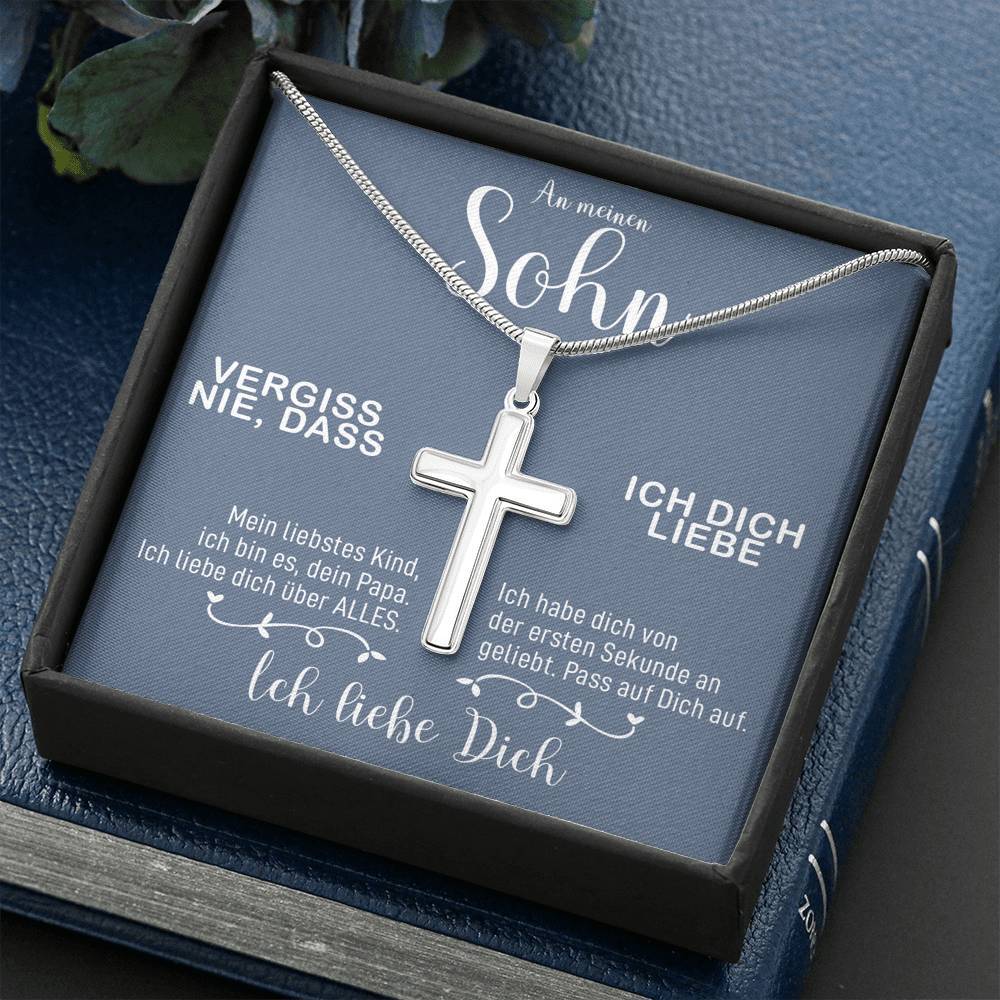 Kreuzkette - An meinen Sohn von Papa - Himmelblau