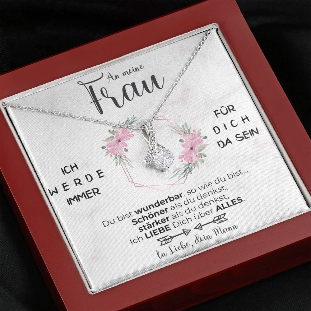 Weißgold Ausführung Halskette - An meine Frau - Rosen