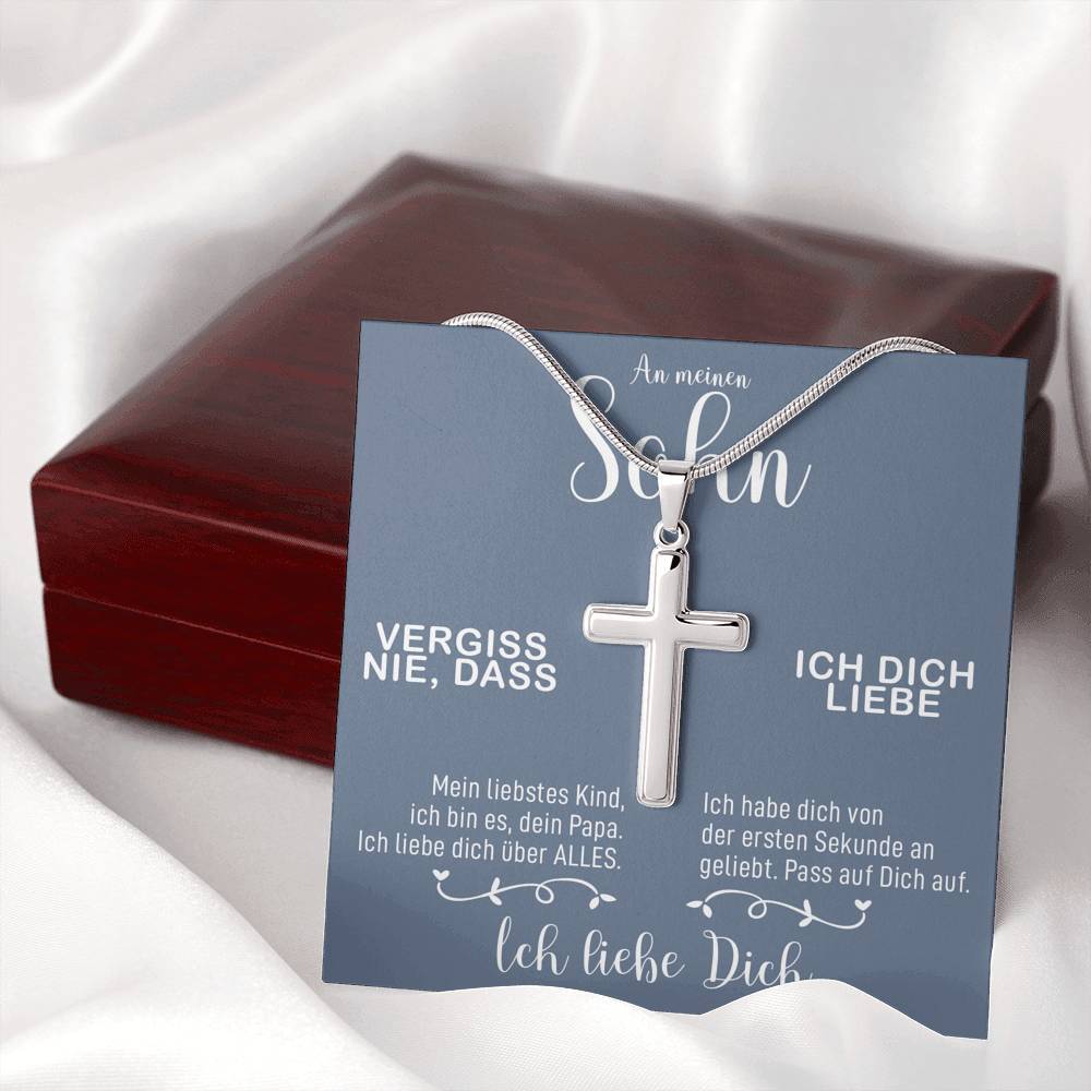 Kreuzkette - An meinen Sohn von Papa - Himmelblau
