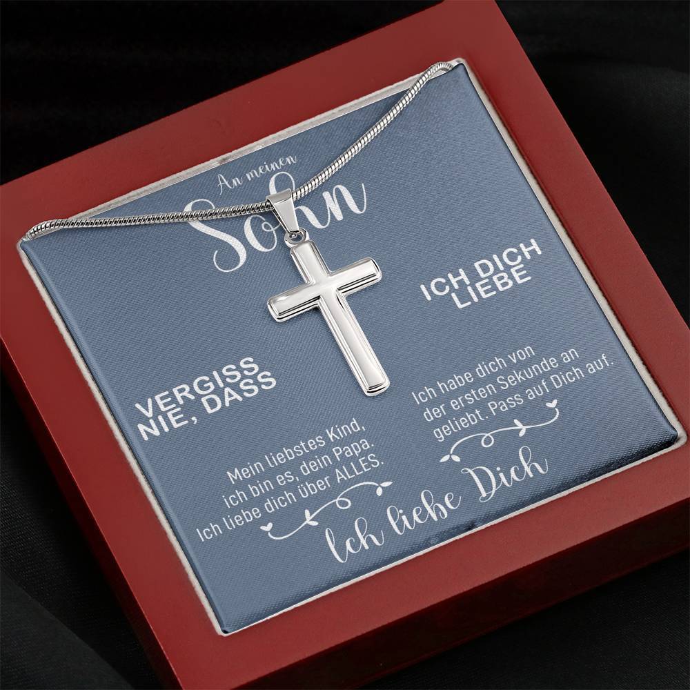 Kreuzkette - An meinen Sohn von Papa - Himmelblau